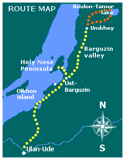 Map of tour to Baikal Lake