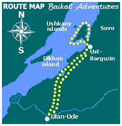 Yacht cruises Lake Baikal map